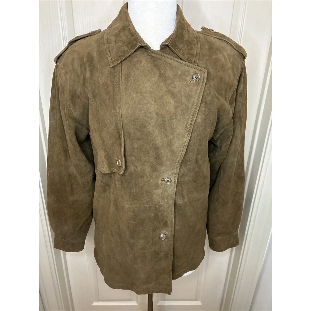 Vintage Ellen Tracey Neiman Marcus, Women's Jacket/Shirt, Size 8  Brown Suede - Picture 9 of 16